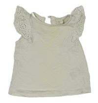 Biely top s volániky s madeirou H&M