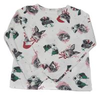 Biely ľahký úpletový sveter so zvieratkami a kapucňou H&M