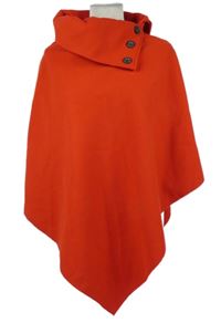 Dámské červené flaušové pončo s rolákem 