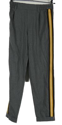 Dámske sivé teplákové nohavice s pruhmi Bershka