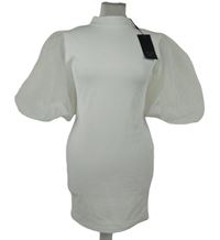 Nové - Dámské bílé šaty s tylovými rukávy AX 