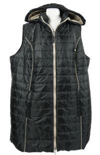 Dámská černá šusťáková zateplená vesta s kapucí vel. 54