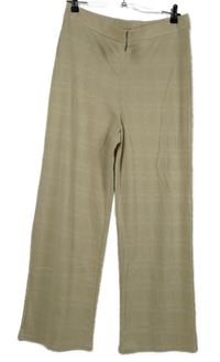 Nové - Dámské béžové kostkované široké teplákové kalhoty Peacocks 