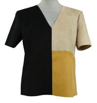 Dámská béžovo-okrovo-černá vzorovaná semišová halenka Zara 