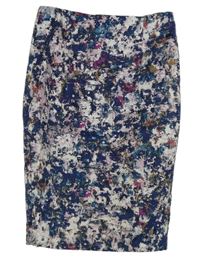 Dámska tmavomodro-ružová kvietkovana púzdrová sukňa New Look