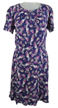 Dámske fialové šaty s motýlikmi Dorothy Perkins