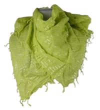 Dámský limetkový proužkovaný šátek s třásněmi 