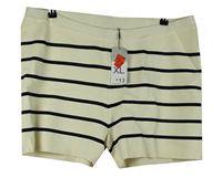 Nové - Dámske smetanovo-čierne pruhované pletené kraťasy Primark