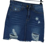 Dámska tmavomodrá rifľová sukňa s vyšúchaním Shein