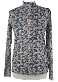 Dámské černo-růžové květované tylové triko YAS 