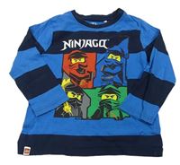 Tmavomodro-modré pruhované triko s Ninjago 