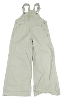 Béžové plátěné laclové kalhoty s kytičkami H&M