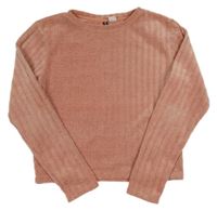 Ružový žinylkový crop sveter H&M