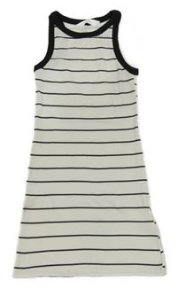 Bílo-černé pruhované žebrované šaty H&M
