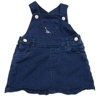 Tmavomodré riflové laclové šaty s kytičkami C&A