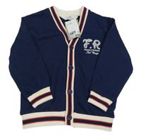 Nové - Tmavomodrá propínací mikina s nápisem a proužkem H&M