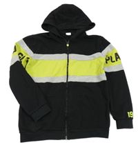 Čero-sivo-limetková prepínaci mikina s nápisom a kapucňou LC Waikiki