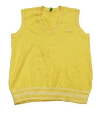 Žltá pletená vesta s logom Benetton