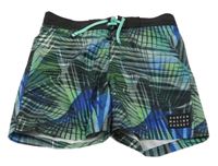 Zeleno-modro-čierne vzorované plážové kraťasy H&M