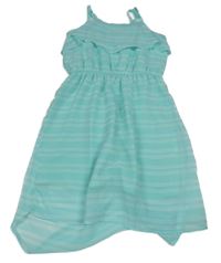 Mintovo-biele pruhované ľahké šaty Page one young