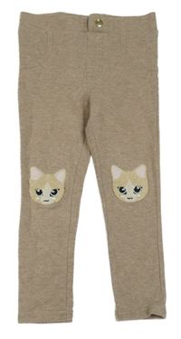 Tmavobéžové melírované tregíny s kočičkami H&M