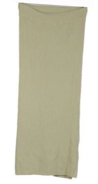 Dámská smetanová žebrovaná pletená elastická midi sukně s rozparkem