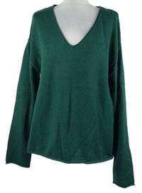 Dámský tmavozelený svetr s hlubokým výstřihem Amisu