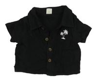 Čierna mušelínová košeľa s obrázkem palmy Shein