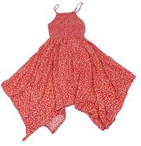 Červeno-bílé květované šaty se žabičkováním New Look