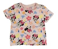 Světlerůžové květované tričko s Minnie Disney