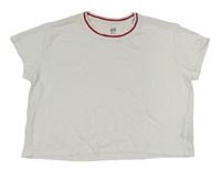 Biele crop tričko s červeným lemem H&M