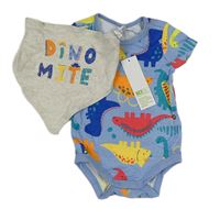 2set - Modré body s dinosaury + šedý slinták