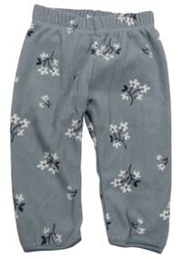 Šedé fleecové tepláky s kytičkami H&M