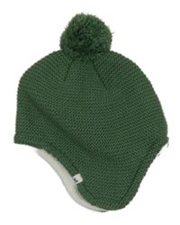 Tmavozelená čepice s bambulí 