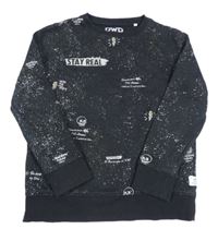 Čierna vzorovaná mikina s nápismi zn. C&A