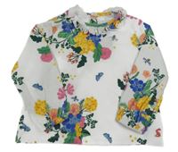 Bílo-barevné květované triko Joules