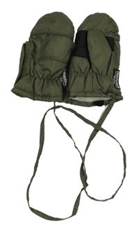 Khaki šusťákové zimní funkční palcové rukavice C&A