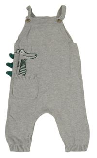 Šedé pletené laclové tepláky s krokodýlem George