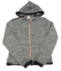 Šedá melírovaná propínací sportovní mikina s kapucí H&M