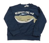 Tmavomodrá mikina s velrybou C&A