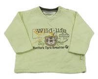 Zelenkavá mikina s nápisom