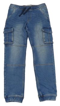 Modré teplákové cuff rifle s kapsami Pocopiano