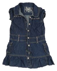 Tmavomodré riflové košilové propínací šaty