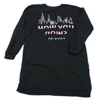 Černé teplákové šaty s budovami a 3D nápisy - F.R.I.E.N.D.S George