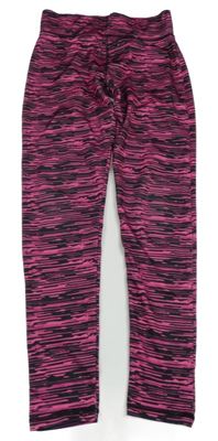 Neonově růžovo-černé žíhané sportovní legíny St. Bernard
