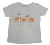 Biele tričko s plameňáky Impidimpi