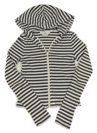 Tmavošedo-bílé pruhované propínací mikinotriko s kapucňou H&M