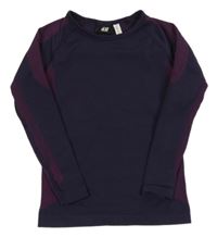Tmavofialové spodné funkčné tričko so vzorom H&M