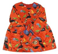 Červené šaty s vtáčky