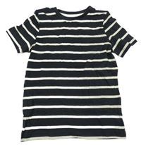 Antracitovo-smetanové pruhované tričko Tu